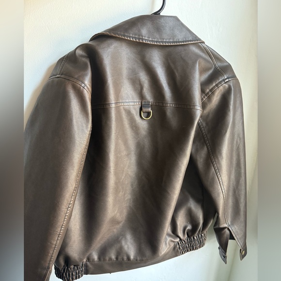 Brown leather bomber jacket - Picture 2 of 3